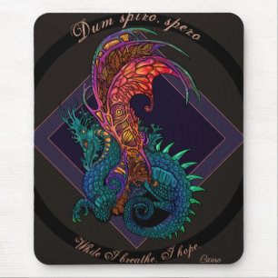 Mousepad Art Nouveau Style Dragon com latim Motto