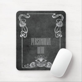 Mousepad Art nouveau suede parece elegante cinza de prata l