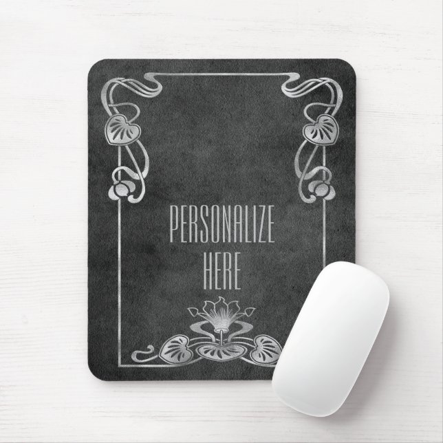 Mousepad Art nouveau suede parece elegante cinza de prata l (Com mouse)