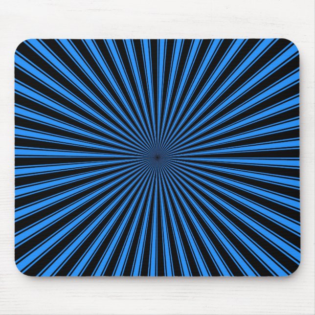 Mousepad Arte abstracta listrada Funky azul e preta (Frente)