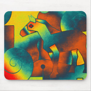 Mousepad Arte abstracta - UM CAVALO - amarelo do vermelho