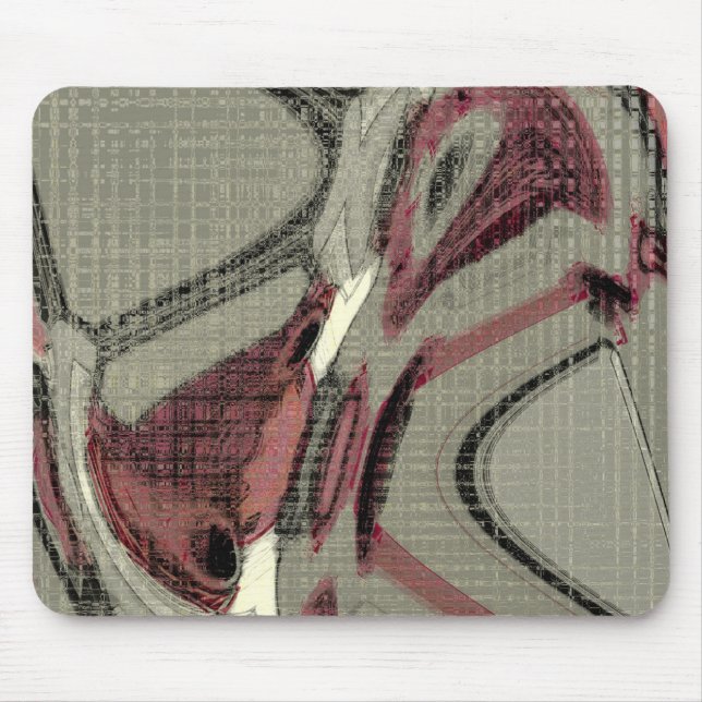 Mousepad Arte abstrata cinza e vermelha (Frente)
