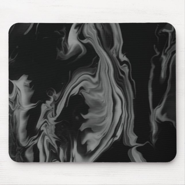 Mousepad Arte abstrata em preto e branco em um computador g (Frente)