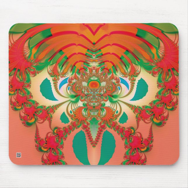 Mousepad Arte Abstrata Fractal da Coruja Vermelha (Frente)