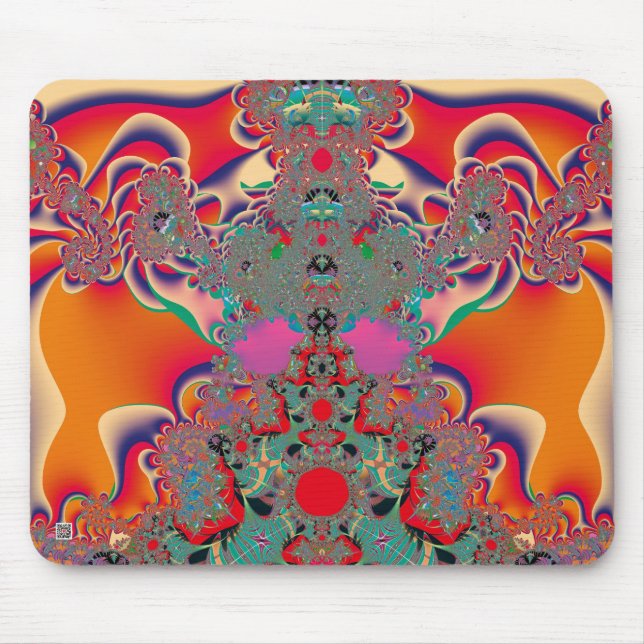 Mousepad Arte Abstrata Fractal de Meditação Vermelha (Frente)
