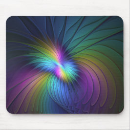 Mousepad Arte abstrata fractal moderna colorida com azul