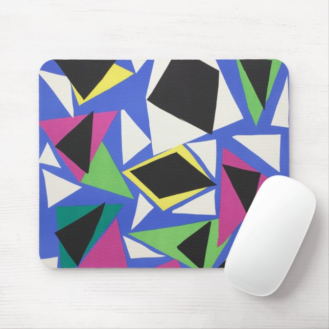 Mousepad Arte Abstrata Geométrica Azul Recortada de Matisse (Com mouse)
