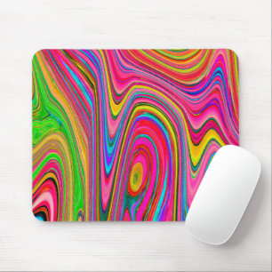 Mousepad Arte Abstrata Groovy Amarela, Vermelha e Azul Psic