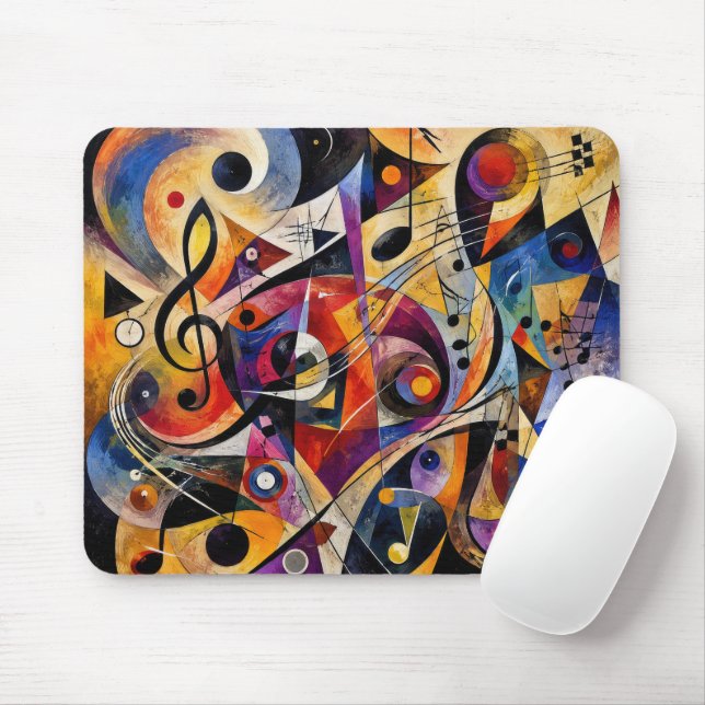 Mousepad Arte Abstrata Musical Estilo Kandinsky  (Com mouse)