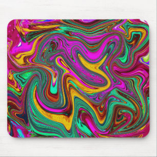 Mousepad Arte Abstrata Rosa Quente Marmorizada e Verde Espu