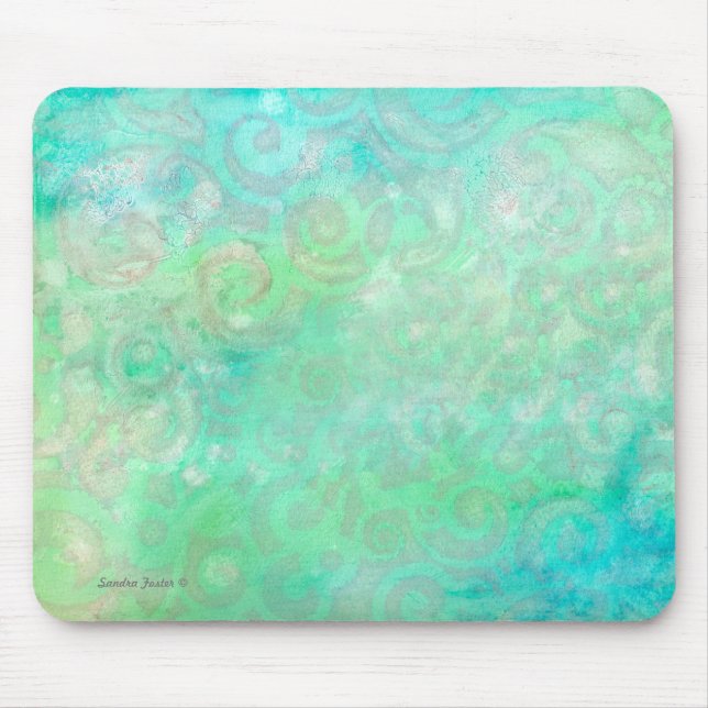 Mousepad Arte Abstrato azul e verde (Frente)