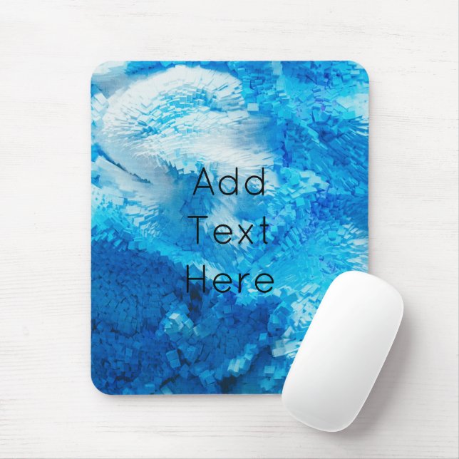 Mousepad Arte Abstrato de Mistura Azul e Branca (Com mouse)
