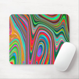 Mousepad Arte Abstrato Groovy Vermelho, Verde e Azul Trippy