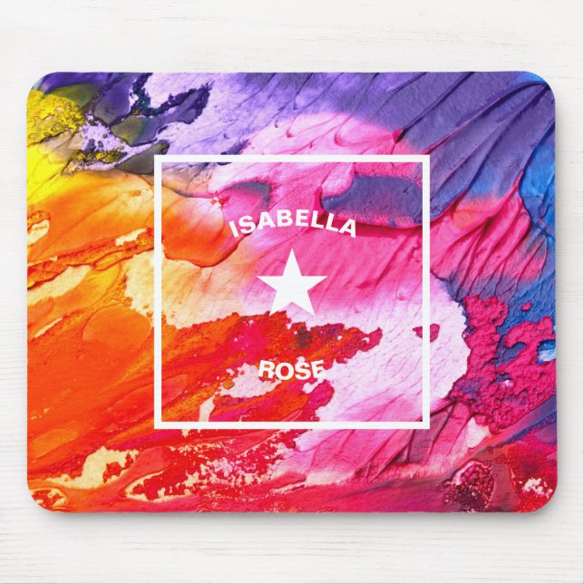 Mousepad Arte Abstrato personalizável monograma (Frente)