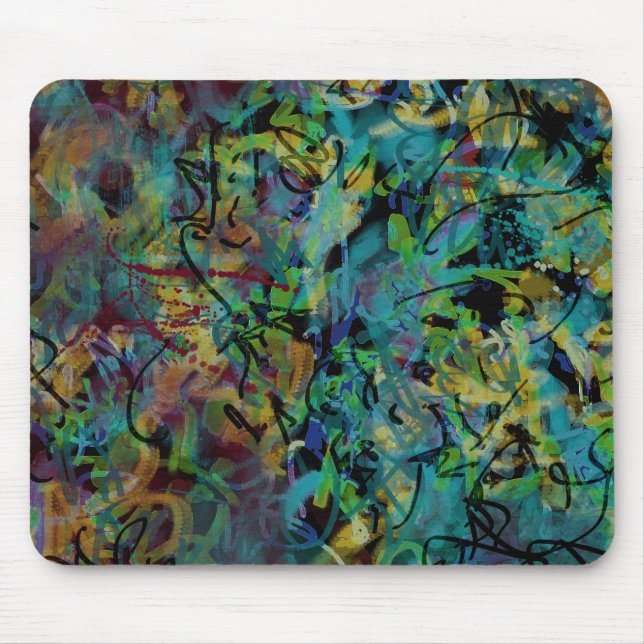 Mousepad Arte Abstrato Rabiscado Multicolorido (Frente)