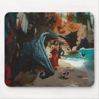 Mousepad Arte AI Escura Oculta Escura Oculta abstrato Drago