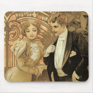 Mousepad Arte Antiga Amor Romance Novo, Flert por Mucha