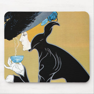 Mousepad Arte Antiga Modernista, Senhora Bebendo Chá Marco