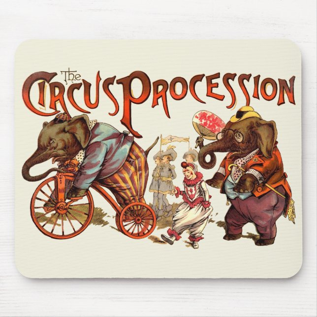 Mousepad Arte Antiguária Elefante de Procissão Circus (Frente)