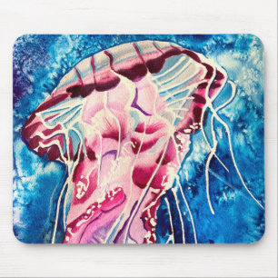 Mousepad Arte aquática em aquarela de águas-vivas