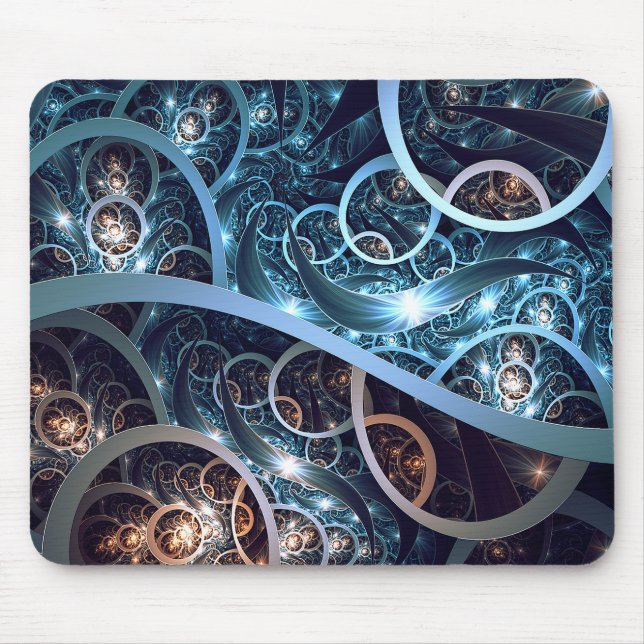 Mousepad Arte azul surpreendente do Fractal (Frente)