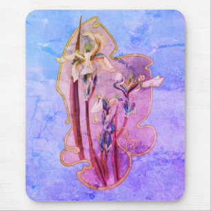Mousepad Arte Blue Iris Flowers 