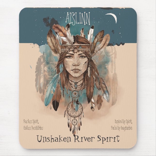 Mousepad Arte Boho Chic Fearless Girl com Borda de Régua (Frente)