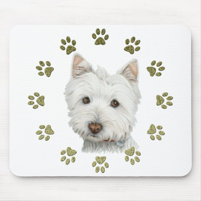 Mousepad Arte bonito e patas do cão de Westie (Frente)