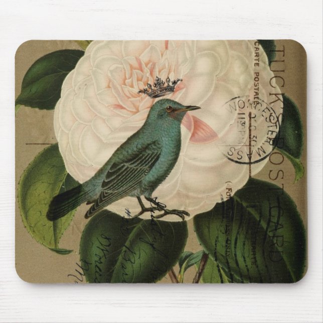 Mousepad Arte botânica francesa da camélia chique do (Frente)