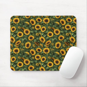 Mousepad Arte Botânica Realista de Girassol