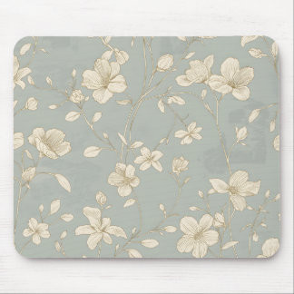 Mousepad Arte Botânica Vintage Elegante em Linha