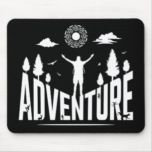 Mousepad Arte Branca com Tipografia de Aventura