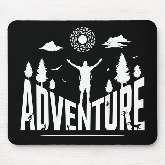 Mousepad Arte Branca com Tipografia de Aventura (Frente)