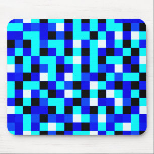 Mousepad Arte Checkered aleatória do pixel - azul & branco
