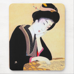 Mousepad Arte clássica japonesa oriental legal da senhora