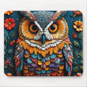 Mousepad Arte Colorida de Coruja com Detalhe Intricado