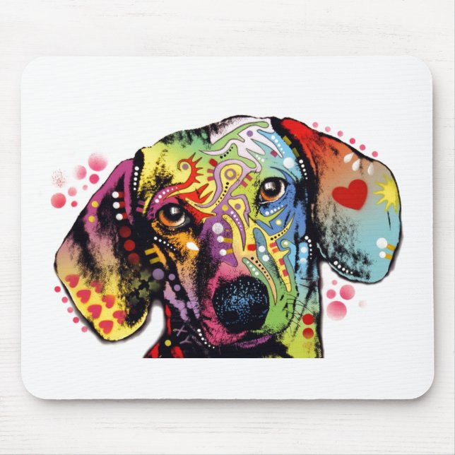 Mousepad arte colorida do Dachshund (Frente)