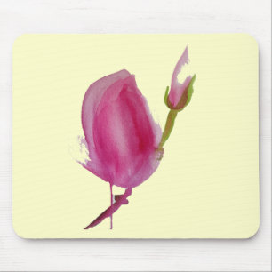 Mousepad Arte cor-de-rosa da flor do watercolour da