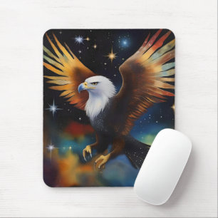 Mousepad Arte Cósmica Colorida Da Águia Voadora,