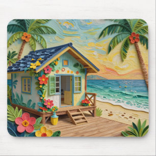 Mousepad Arte Costeira Oceânica de Casa de Praia