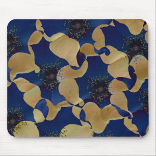 Mousepad Arte da cor bege e azul floral/teste padrão de