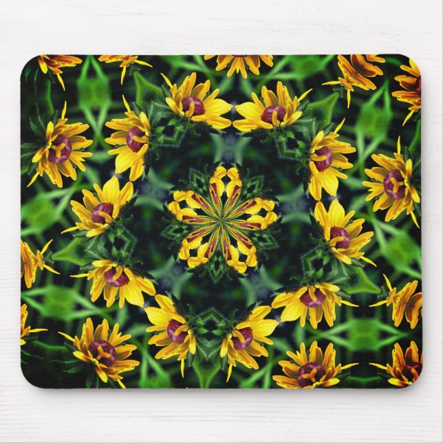 Mousepad Arte da Flor Susan Abstrato de Olhos Negros (Frente)