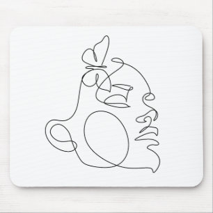 Mousepad Arte da Linha do Rosto da Mulher