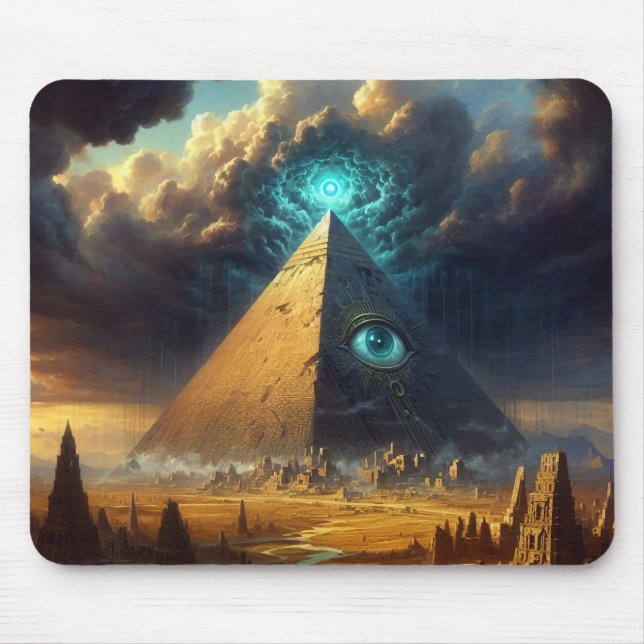 Mousepad Arte da Pirâmide Azul Mística (Frente)