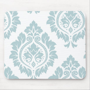 Mousepad Arte Damasco Decorativa I Azul Ovo de Pato em Bran