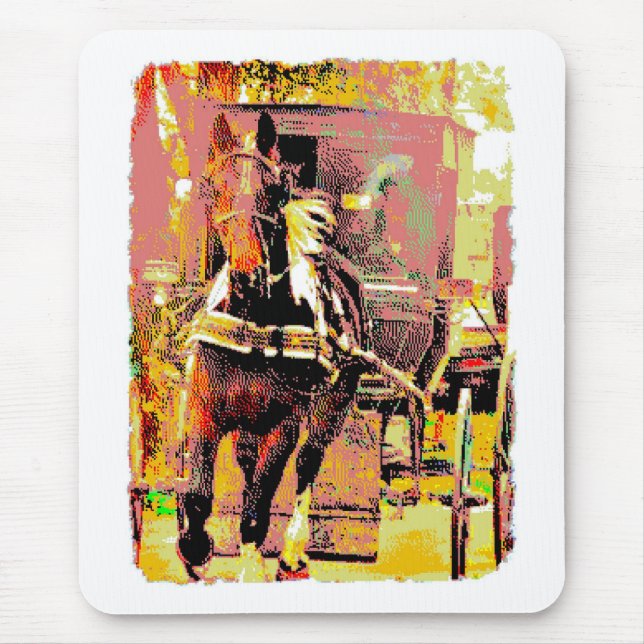 Mousepad Arte de 8 bits de cavalo Amish Pinto (Frente)