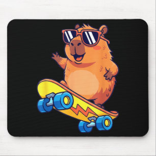 Mousepad Arte de Amante de Animais Fofos Capivaras Skate