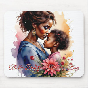 Mousepad Arte de Amor com Aquarelas Africanas do Dia da Mãe