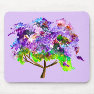 Mousepad Arte de aquarela da árvore do Jacaranda