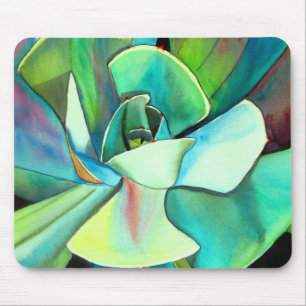 Mousepad Arte de aquarela de água desértica azul e verde su